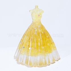 Decorazioni per espositori artigianali in resina e chip di citrino naturale, statuetta di abito da sposa glitterato, per l'ornamento feng shui domestico, 56x83mm