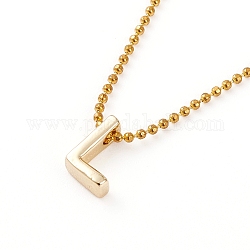 Collares con colgante inicial de latón chapado en oro, con cadenas de bolas, letter.l, 14.76 pulgada (37.5 cm)