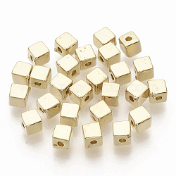 Ccb perline di plastica, cubo, oro, 4x4x4mm, Foro: 1.4 mm