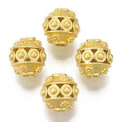 Perline in ottone, tondo, stile matte, colore oro opaco, 11x11mm, Foro: 2.5 mm
