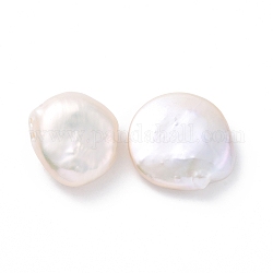 Perline di perle naturali di keshi, perla d'acqua dolce coltivata, Senza Buco / undrilled, rotondo e piatto, bianco antico, 18x14~16x6~9mm