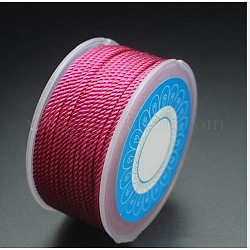 Round Nylon Cords, Milan Cords/Twisted Cords, Hot Pink, 1.5mm, about 25.15 yards(23m)/roll