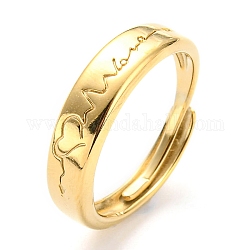 304 anneau réglable battement de coeur en acier inoxydable pour femme, véritable 14k plaqué or, diamètre intérieur: 17 mm