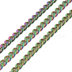 Placcatura sottovuoto 304 catene a maglie cubane in acciaio inossidabile, senza saldatura, con la bobina, colore arcobaleno, 6x4.5x2mm, circa 32.81 piedi (10 m)/rotolo