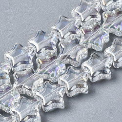 Chapelets de perles en verre électroplaqué, couleur ab , étoiles du nord, clair ab, 8.5x9x4mm, Trou: 0.7mm, Environ 80 pcs/chapelet, 25.20 pouce (64 cm)