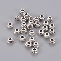 Séparateurs perles en alliage de style tibétain, Sans cadmium & sans nickel & sans plomb, rondelle, argent antique, 8x5mm, Trou: 2mm