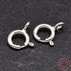 925 Sterling Silver Spring Ring Clasps, Silver, 12x10x1.8mm, Hole: 1.8mm