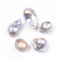Perle di perle keshi barocche naturali, perle d'acqua dolce perla, Senza Buco, pepite, colore conchiglia, 24~38x19~22x15~17mm
