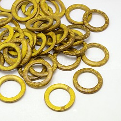 Dyed Wood Jewelry Findings Coconut Linking Rings, Dark Goldenrod, 35~36x3~6mm