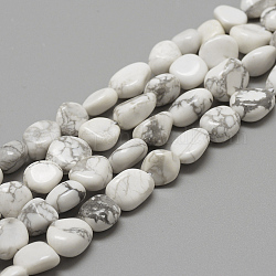 Natürliche Howlith Perlen Stränge, Oval, 8~15x7~12x4~12 mm, Bohrung: 1 mm, ca. 30~45 Stk. / Strang, 15.7