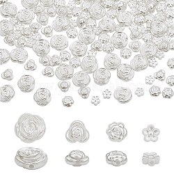 300pcs 4 cuentas de perlas de imitación de plástico abs de estilo, flor, color mezclado, 8.5~17x8.5~16.5x4~7.5mm, agujero: 1.6~2 mm, 75 piezas / style