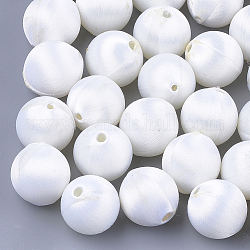 Perles recouvertes de tissu de fil de polyester, avec abs plastique, ronde, blanc, 16x17mm, Trou: 2mm