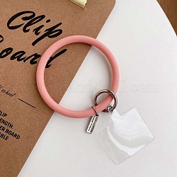 Boucle de sangle de cordon de téléphone en silicone, lanière de poignet avec porte-clés en plastique et alliage, rose, 8.8 cm