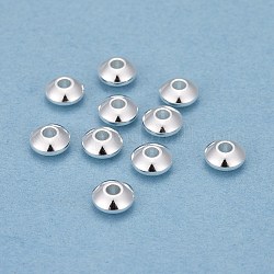 Intercalaire perles en 201 acier inoxydable, disque, couleur d'argent, 6x3mm, Trou: 2mm
