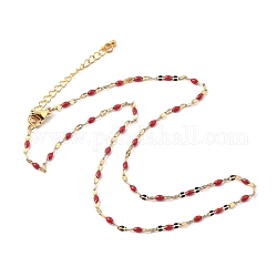 Collares de cadena de eslabones de 304 acero inoxidable, con broches de esmalte y de la garra de la langosta, dorado, rojo, 15.75 pulgada (40 cm)