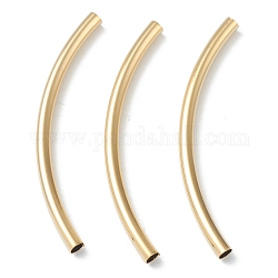 Brass Tube Beads, Long-Lasting Plated, Curved Beads, Tube, Real 24K Gold Plated, 45x3mm, Hole: 2mm
