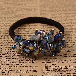 Modischen Tuch elastisches Haar bindet, Pferdeschwanzhalter, mit Glasperlen und blauen Jaspisperlen, Farbig, 53 mm, 5 mm