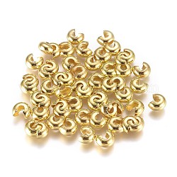 Ottone crimpare perline coperture, oro, 6.5x5.5x3.5mm, foro: 2mm, circa 100pcs/scatola