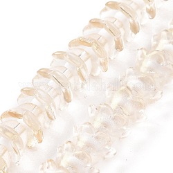 Chapelets de perles en verre transparente  , avec de la poudre de paillettes, fleur, vieille dentelle, 11~12x7.5~8mm, Trou: 1.4mm, Environ 50 pcs/chapelet, 11.42'' (29 cm)