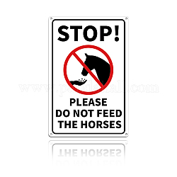 UV-geschützte und wasserdichte Aluminium-Warnschilder, Hören Sie auf, bitte füttern Sie die Pferde nicht, Farbig, 30x20 cm, Bohrung: 4 mm