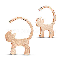 Boucles d'oreilles à crochet chaton en argent sterling, silhouette de chat, or rose, 925mm