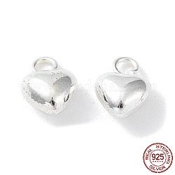 925 Sterling Silver Charms, Heart, Silver, 6x4x2.5mm, Hole: 1.2mm