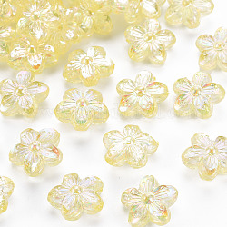 Abalorios de acrílico transparentes, color de ab, flor, amarillo, 14.5x15.5x7mm, agujero: 1.8 mm, aproximamente 657 unidades / 500 g