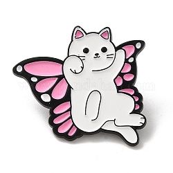 Gatto con spille smaltate ali di farfalla, distintivo in lega nera per donna, roso, 26x29x1.3mm