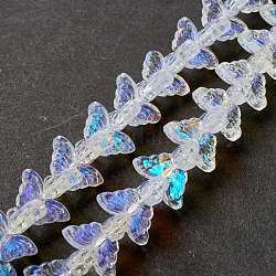 Transparente Glasperlen Strang, Schmetterling, Transparent, 8x15x4.5 mm, Bohrung: 1 mm, ca. 60 Stk. / Strang, 13.78~14.17 Zoll (35 cm ~ 36 cm)