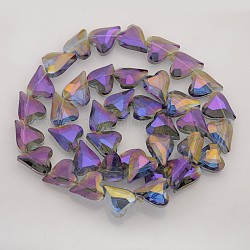 Heart Electroplate Full Rainbow Plated Glass Beads Strands, Faceted, Slate Blue, 17x14x8mm, Hole: 1mm, about 40pcs/strand, 23.6 inch