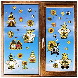 CRASPIRE 8 Styles Gnome Bee Window Decals Cute Sunflower Dwarf Stickers Wall Clings Peel and Stick PVC Waterproof Self Adhesive Decor for Fridge Bedroom Living Room Kitchen Store Dorm Classroom