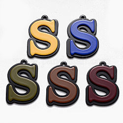Cellulose Acetate(Resin) Pendants, Mixed Letters, Mixed Color, 36.5~38x27~32x4~5mm, Hole: 1.5~2mm