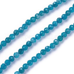 Natürliche Apatit Perlen Stränge, facettiert, Runde, dunkles Cyan, 2~2.5 mm, Bohrung: 0.5 mm, ca. 180~200 Stk. / Strang, 14.5~16.1 Zoll (37~41 cm)