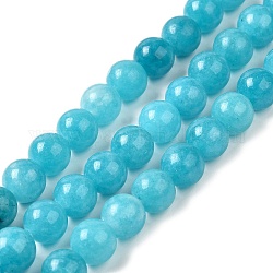 Chapelets de perles de jade teintes naturelles, ronde, bleu profond du ciel, 8.5mm, Trou: 0.8mm, Environ 45~46 pcs/chapelet, 14.69''~15.04'' (37.3~38.2 cm)
