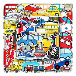Waterproof PVC Adhesive Stickers, for Suitcase, Skateboard, Refrigerator, Helmet, Mobile Phone Shell, Car Pattern, 55~85mm, 50pcs/bag