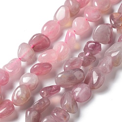 Natürlichen Rosenquarz Perlen Stränge, Nuggets, 8~10x8~10 mm, Bohrung: 0.8 mm, 15.35'' (39 cm)