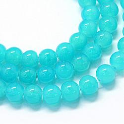 Chapelets de perles rondes en verre imitation jade peint, turquoise moyen, 12~12.5mm, Trou: 1.5mm, Environ 70 pcs/chapelet, 31.8 pouce