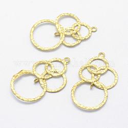 Connettori per maglie in ottone,  piombo & cadmio & nichel libero, anello con anello, grezzo (non placcato), 30.5x17x1.5mm, Foro: 1 mm
