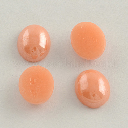 Pearlized Plated Opaque Glass Cabochons, Oval, PeachPuff, 18x13x5mm