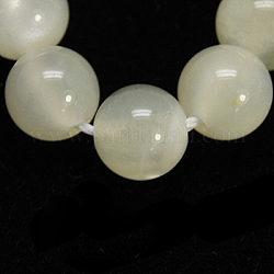Natürlichen weißen Mondstein Perlen Stränge, Runde, Rauch weiss, 6 mm, Bohrung: 1 mm