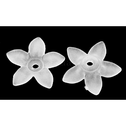 Transparentes abalorios de la flor de acrílico esmerilado, teñido, blanco, aproximamente 17 mm de largo, 16.5 mm de ancho, 4 mm de espesor, agujero: 1.5 mm