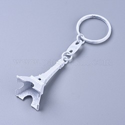Porte-clés en alliage, avec anneau en fer, tour eiffel, blanc, 98mm