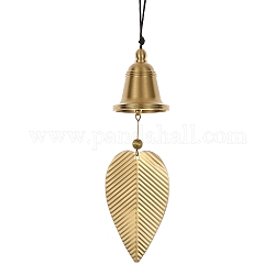 Campanillas de viento de latón de hoja, Hilo de nailon para colgar decoraciones del hogar., dorado, campana, 352mm