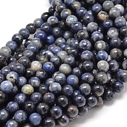 Chapelets de perles rondes en sodalite naturelle, 8mm, Trou: 1mm, Environ 48 pcs/chapelet, 15.5 pouce