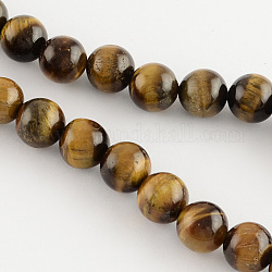 Natürlichen Tigerauge runde Perle Stränge, 12 mm, Bohrung: 1.5 mm, ca. 33 Stk. / Strang, 15.3 Zoll