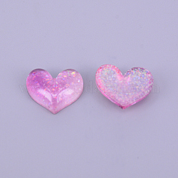 Resin Cabochons, with Glitter Powder, DIY Accessories, Heart, Violet, 17x20x6mm