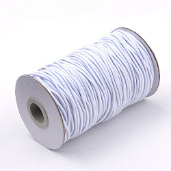 Runde elastische Schnur, mit Faser außen und innen Gummi, weiß, 2 mm, ca. 76.55 Yard (70m)/Rolle