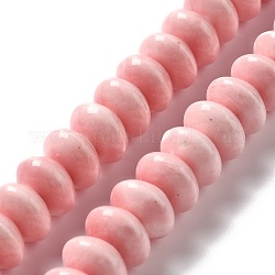 Handmade pearlized Porzellan Perlen, Flachrund, rosa, 12x7 mm, Bohrung: 1.6 mm, ca. 45 Stk. / Strang, 12.40'' (31.5 cm)