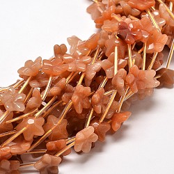Natural Red Aventurine Flower Bead Strands, 15x15x7mm, Hole: 1mm, about 18pcs/strand, 16inch