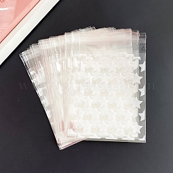 Sacchetti di cellophane di plastica rettangolari, modello di stella, bianco, 13x8cm